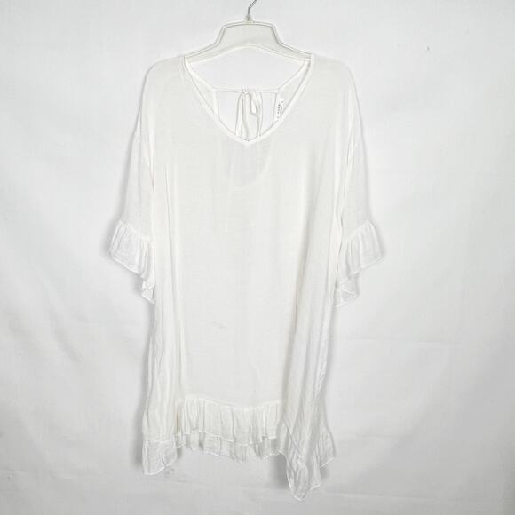 Ekouger Pullover Gauzy White Tunic Dress/Bikini Cover Up Size Medium - Picture 1 of 11